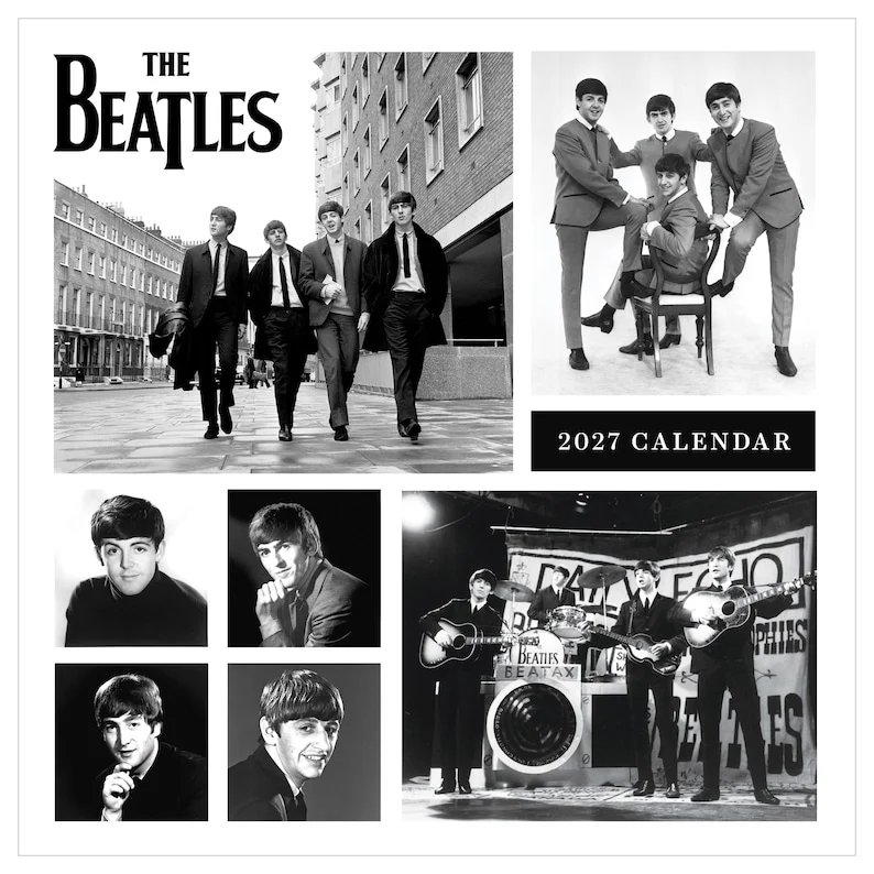 Innovative 2027 the Beatles in Black White Wall Calendar Recyclable