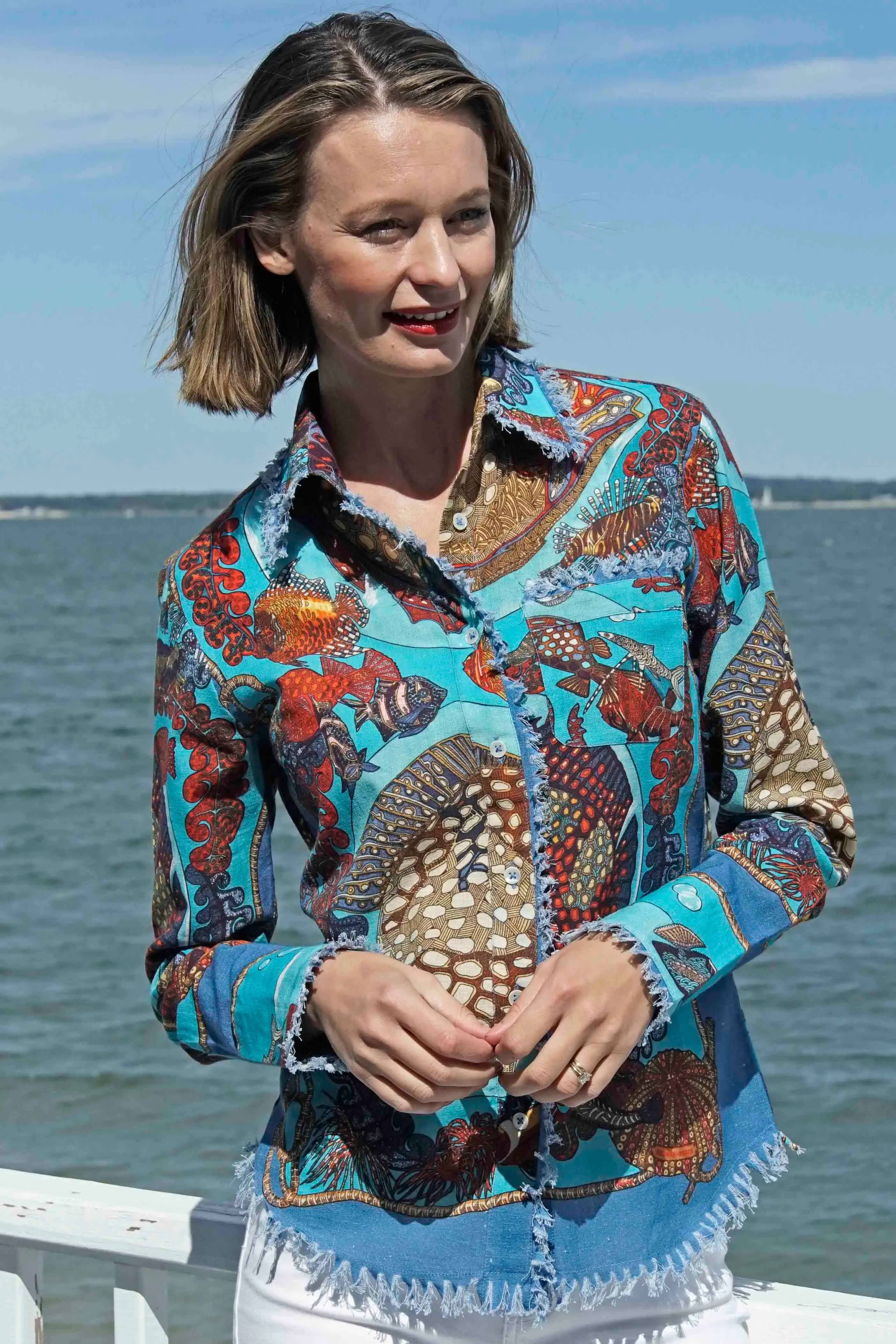 Easy-to-Use Cape Cod Tunic Aquarium Print Breathable