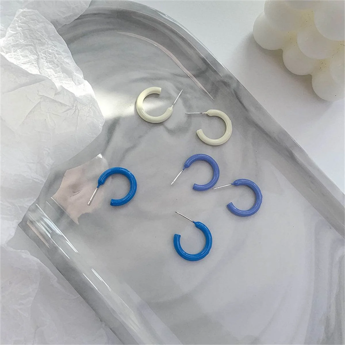 Fine Crafted Blue Huggie Earrings Set Recyclable
