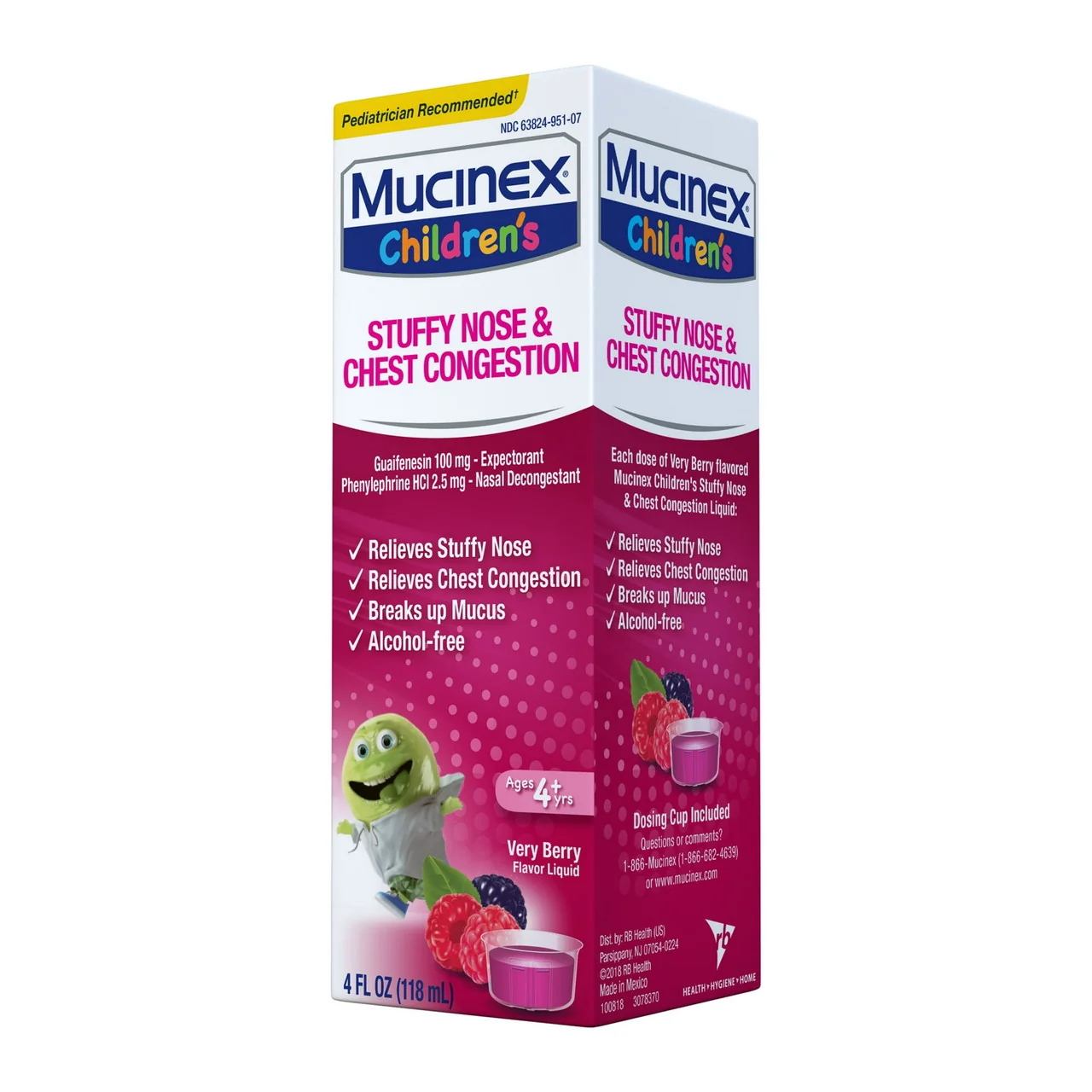 Original Design Mucinex Expectorant And Nasal Decongestant For Kids Mixed Berry 4 Oz Easy-to-Use