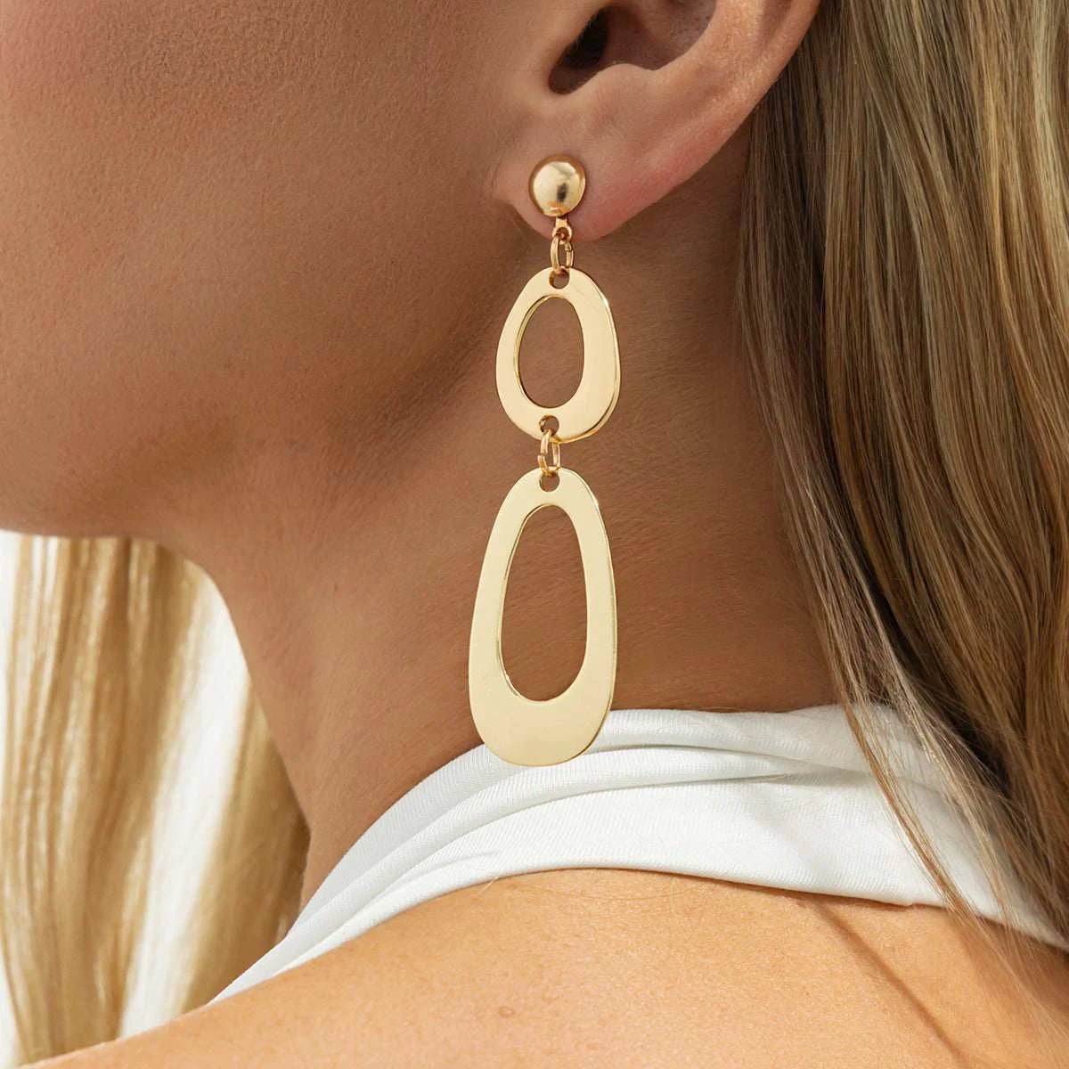 Selected Goldtone Open Tiered Drop Dangle Earrings Authentic