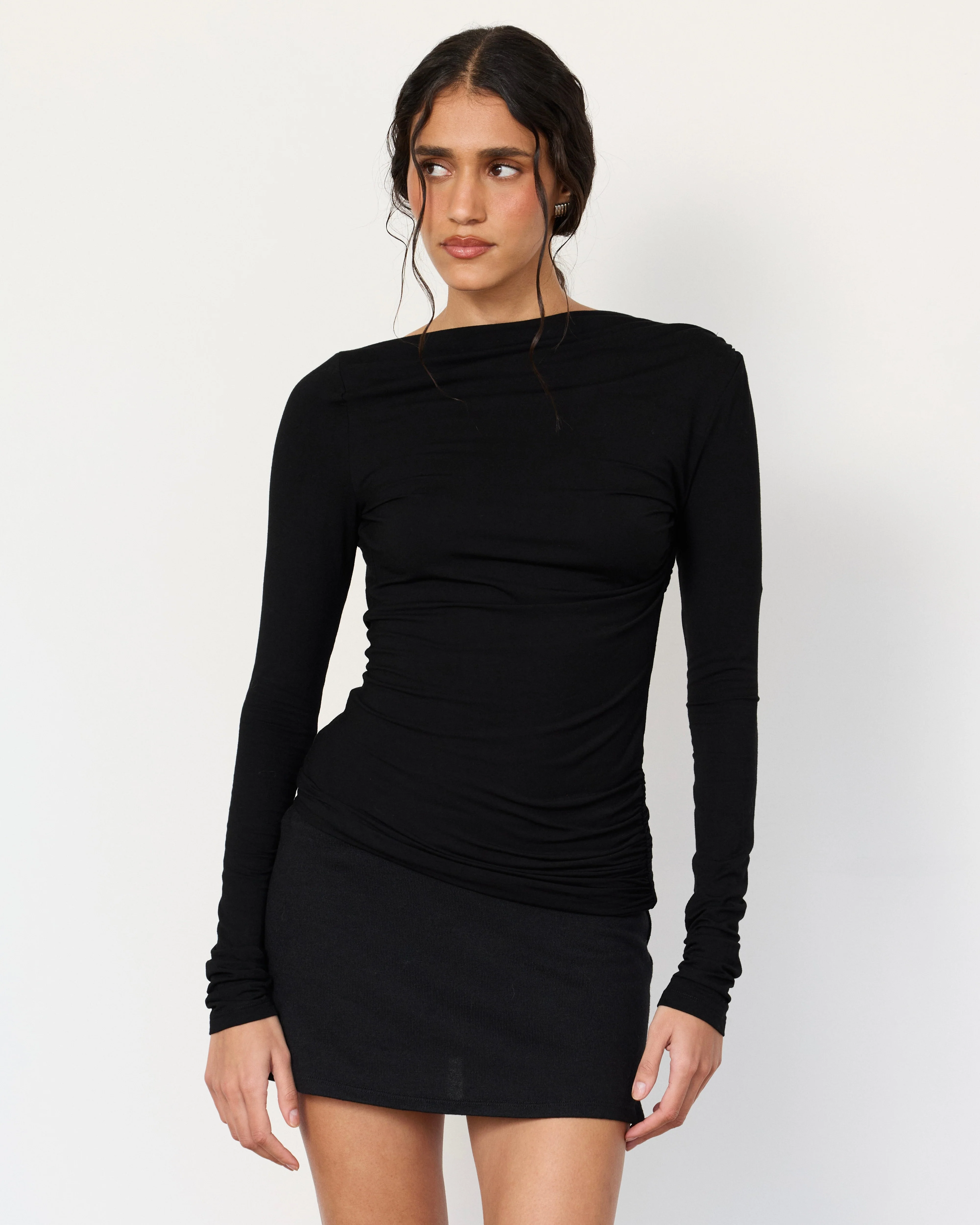 Detailed Romy Top - Jet Black Premium Material