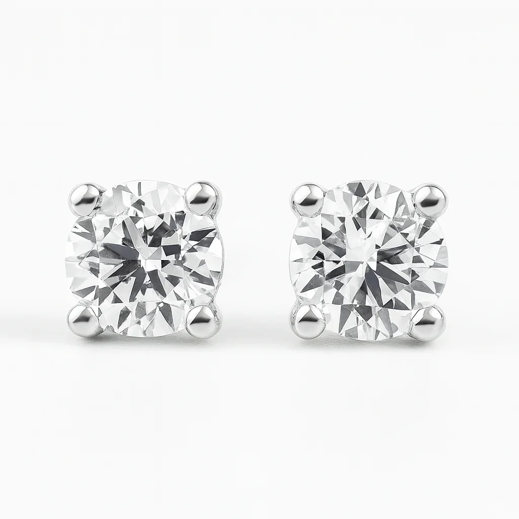 Trendy IGI Silver Round Lab Diamond Solitaire Stud Earrings 2 ct Consistent
