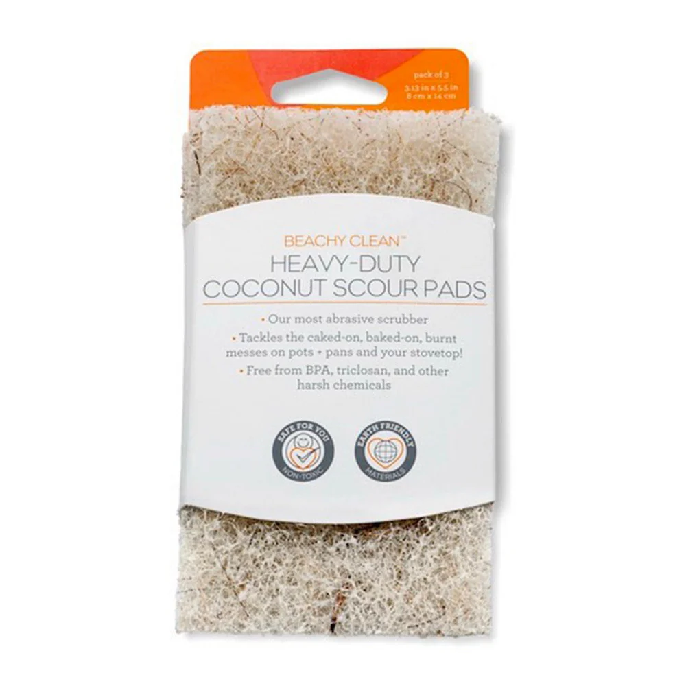 Dependable Full Circle Beachy Clean Heavy-Duty Coconut Scour Pads 3 Ea Breathable