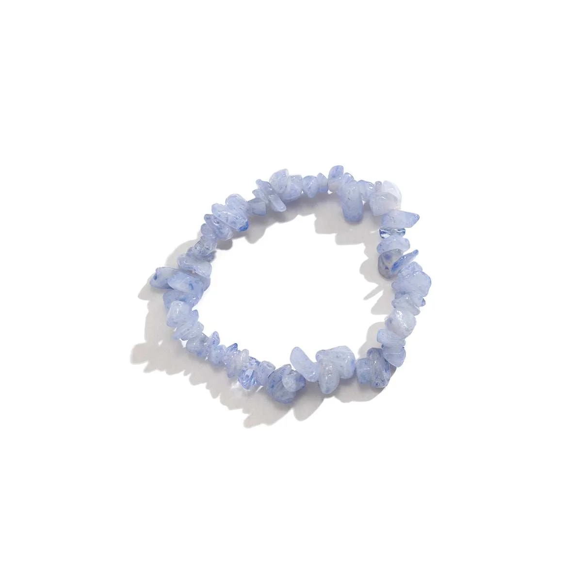 First-Class Blue Quartz Beaded Stretch Bracelet Outstanding