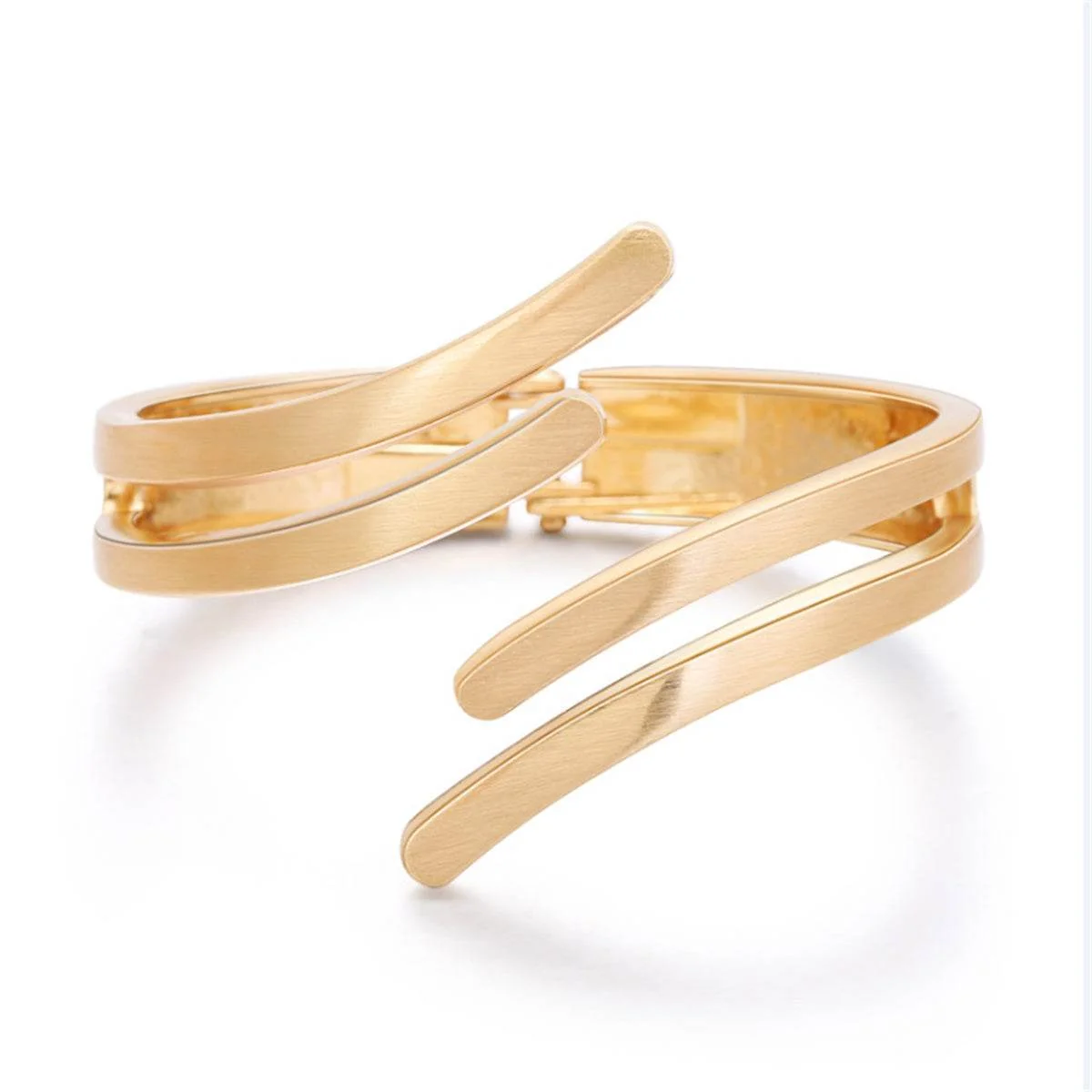 Crafted Goldtone Wing Open Bypass Coil Bracelet Premium