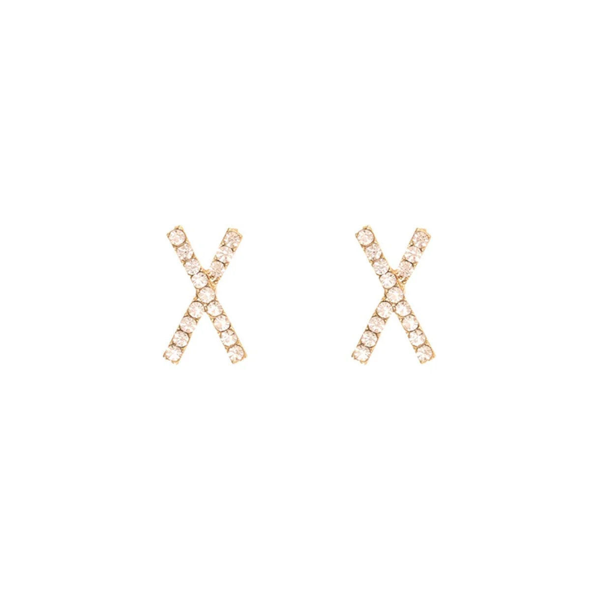 Safe Cubic Zirconia Goldtone Cross Stud Earrings Secure