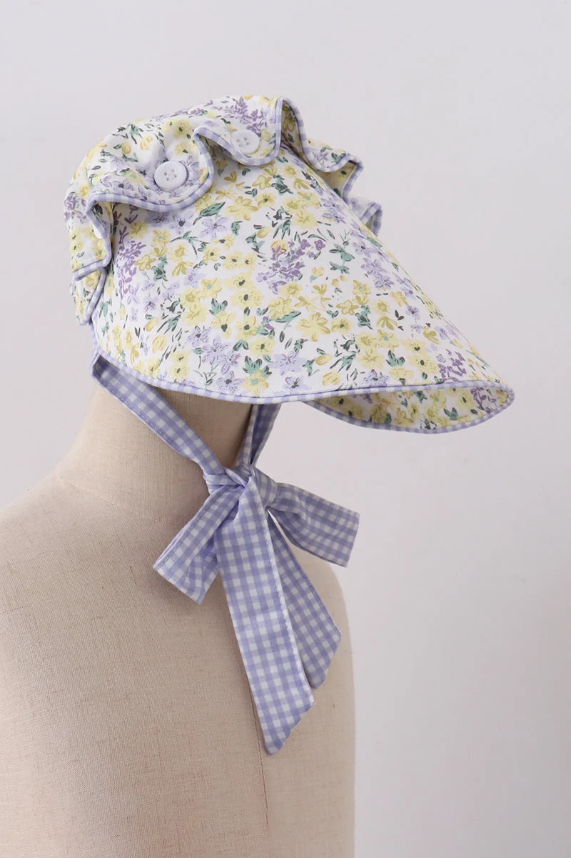 Lightweight Golden meadow floral ruffle bow bonnet Powerful