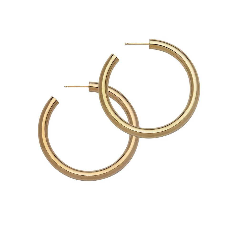 Carefully Designed Jennifer Zeuner Jewelry Lou 2 Hoops in 18k Yellow Gold Plated Silver Contemporary