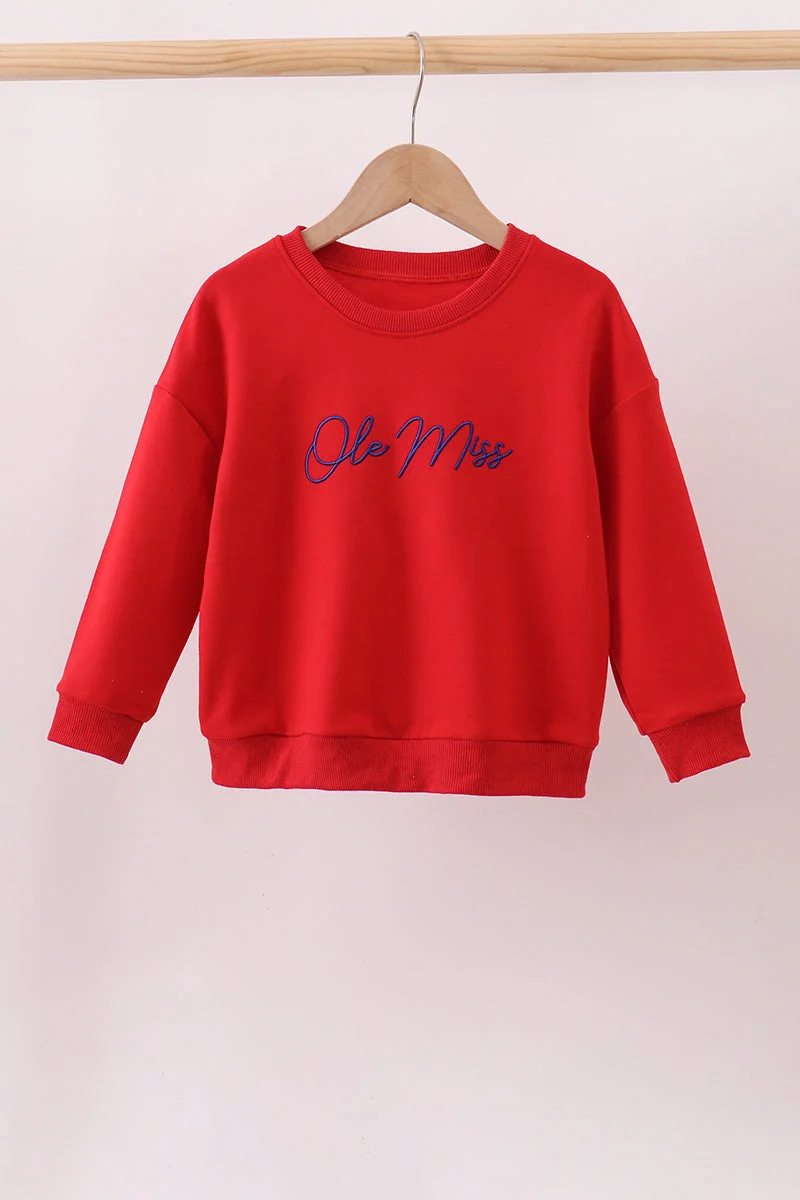Powerful Red Mississippi Ole Miss Embroidery Top Comfortable