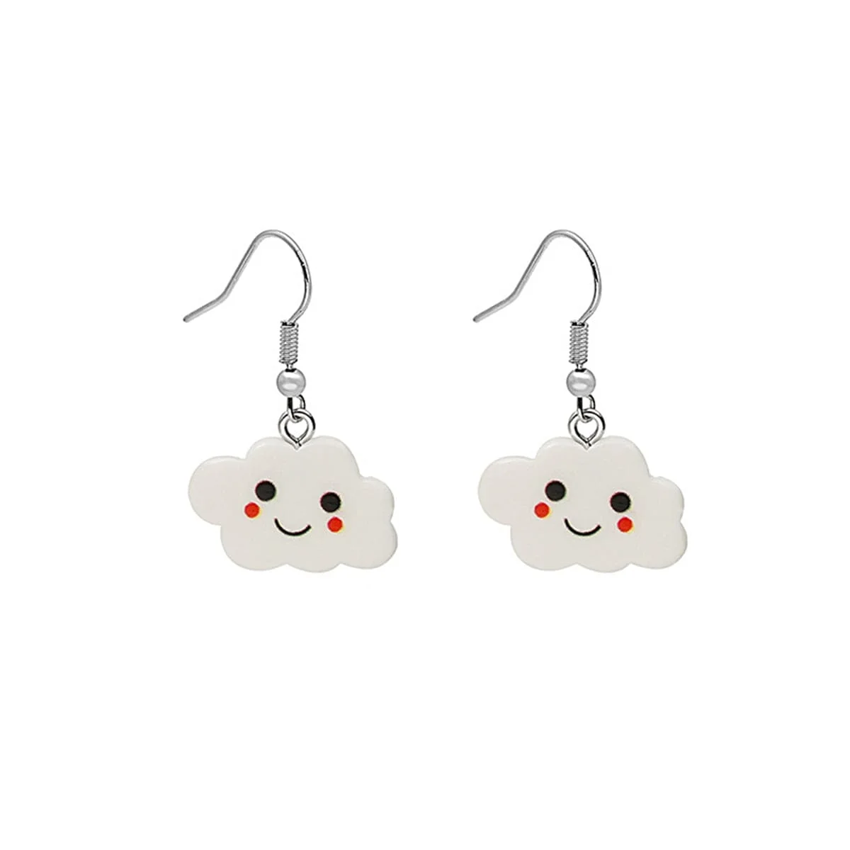 Elegant White Acrylic Silvertone Cloud Drop Earrings Proven